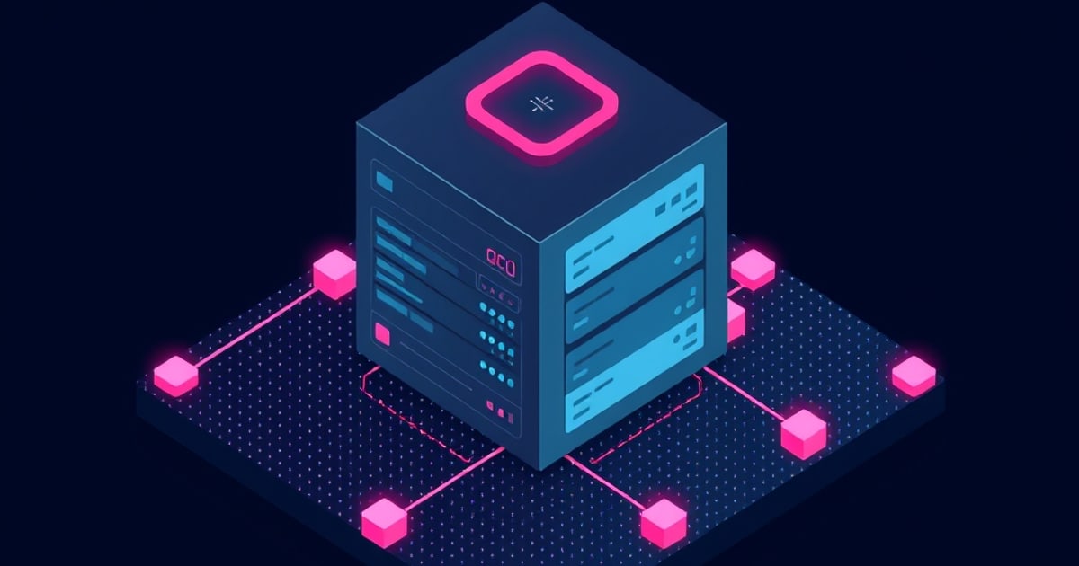 Isometric technical illustration of a Proxmox VE cloud-init template disk being cloned into several configured virtual machines on a hypervisor node
