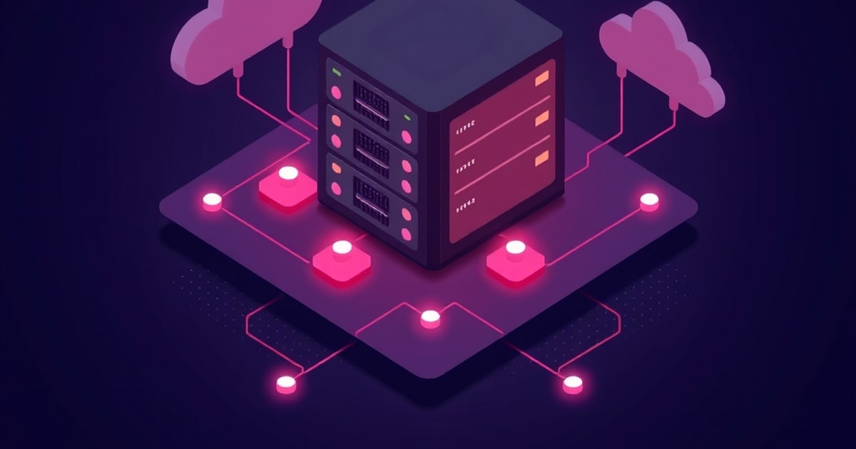 Isometric illustration of a three-node Proxmox cluster with warning icons over a full disk, a broken quorum link, and a stalled virtual machine